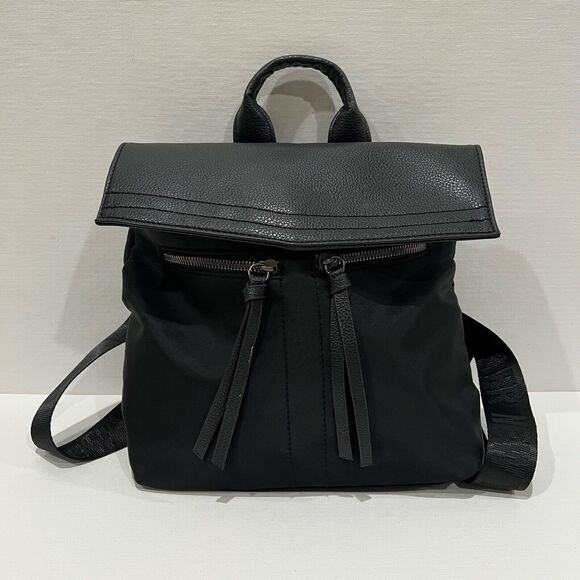 Botkier Trigger Nylon Mini Backpack Black Logo Straps - Picture 1 of 6